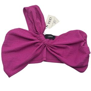 Cider Sz L Violet Cropped Textured One Shoulder Top